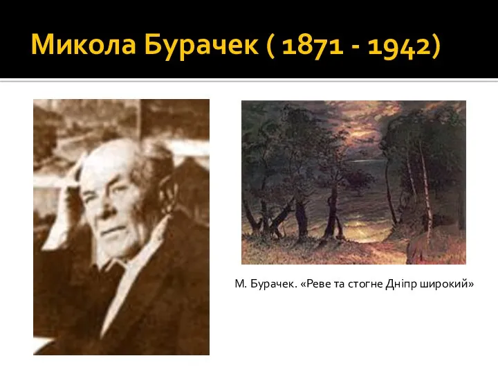 Микола Бурачек ( 1871 - 1942) М. Бурачек. «Реве та стогне Дніпр широкий»