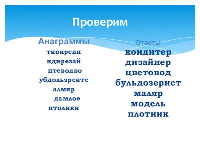 Проверим Анаграммы тиокредн ндирезай цтеводво убдользреитс алмяр дьмлое птоликн Ответы