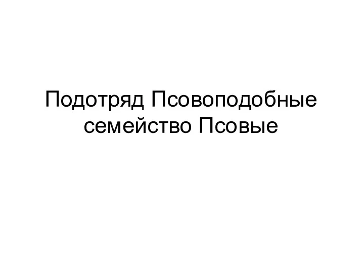 Подотряд Псовоподобные семейство Псовые