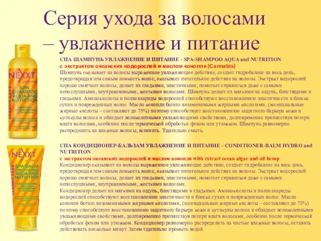 Серия ухода за волосами – увлажнение и питание СПА ШАМПУНЬ