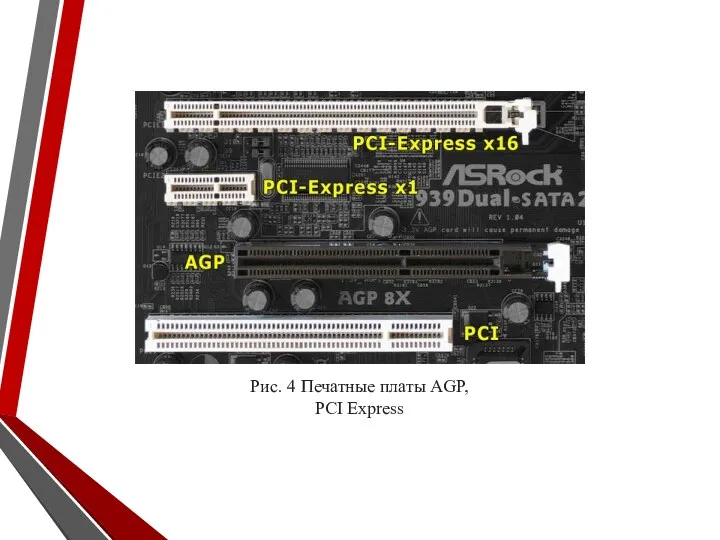 Рис. 4 Печатные платы AGP, PCI Express