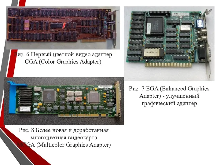 Рис. 6 Первый цветной видео адаптер CGA (Color Graphics Adapter)