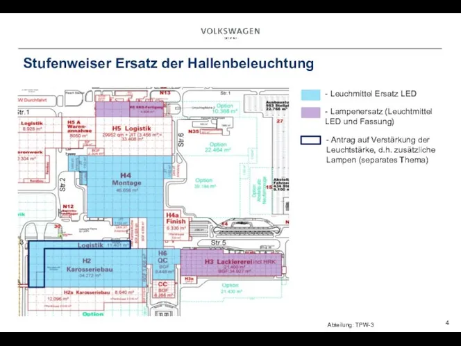 Stufenweiser Ersatz der Hallenbeleuchtung