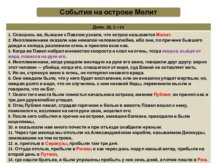 События на острове Мелит