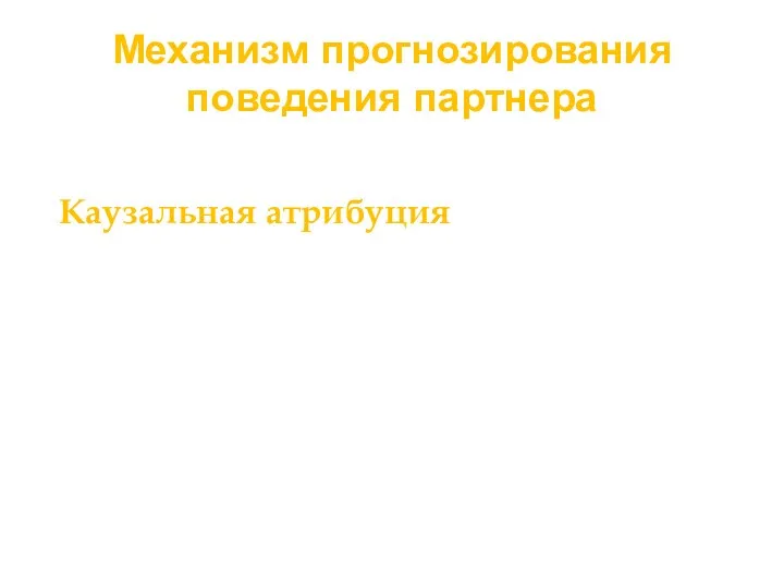 Механизм прогнозирования поведения партнера Каузальная атрибуция (стремление к выяснению причин