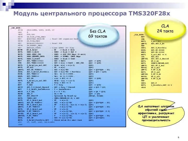 Модуль центрального процессора TMS320F28x