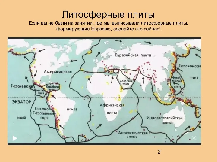 Литосферные плиты Если вы не были на занятии, где мы