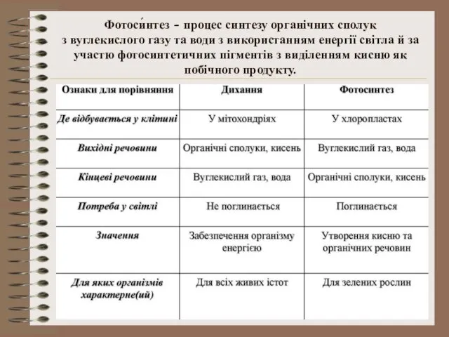 Фотоси́нтез - процес синтезу органічних сполук з вуглекислого газу та