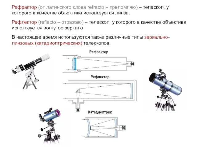 Рефрактор (от латинского слова refracto – преломляю) – телескоп, у которого в качестве