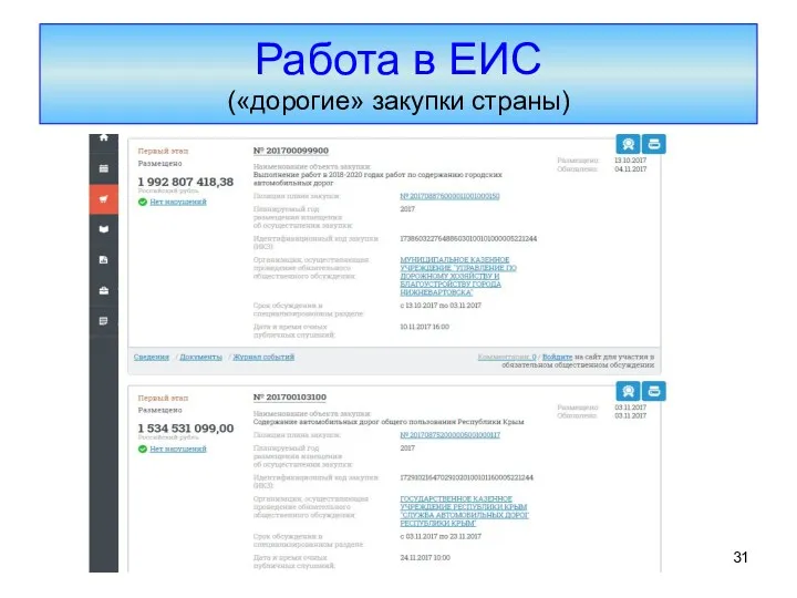Работа в ЕИС («дорогие» закупки страны)