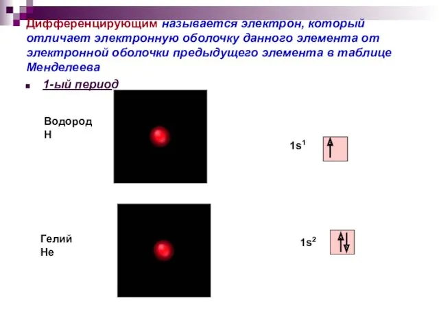 Дифференцирующим называется электрон, который отличает электронную оболочку данного элемента от электронной оболочки предыдущего