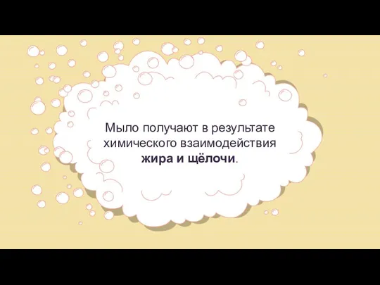 Мыло получают в результате химического взаимодействия жира и щёлочи.