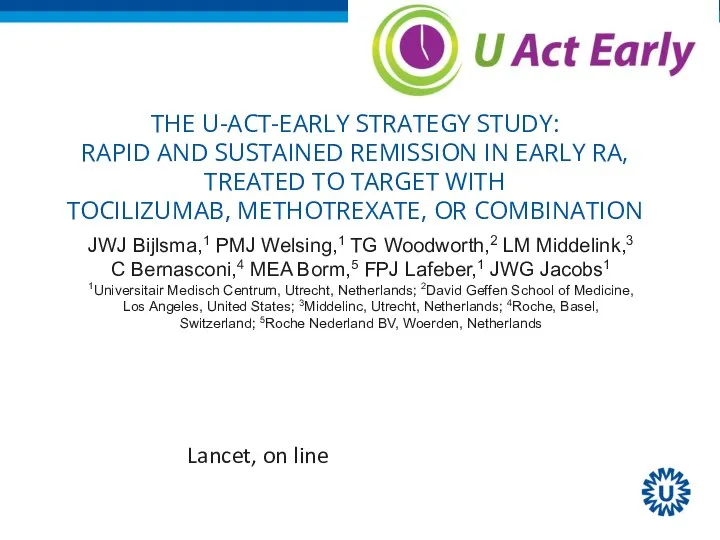 THE U-ACT-EARLY STRATEGY STUDY: RAPID AND SUSTAINED REMISSION IN EARLY RA, TREATED TO
