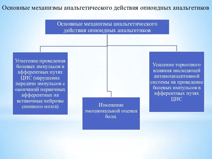 Основные механизмы анальгетического действия опиоидных анальгетиков