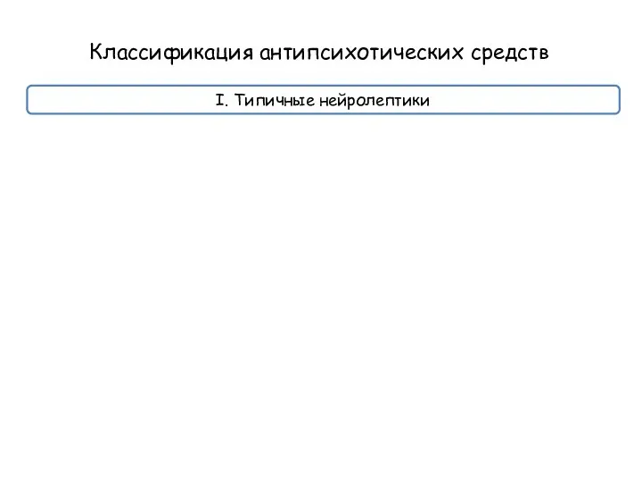 I. Типичные нейролептики Классификация антипсихотических средств