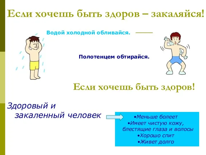 Если хочешь быть здоров – закаляйся! Здоровый и закаленный человек