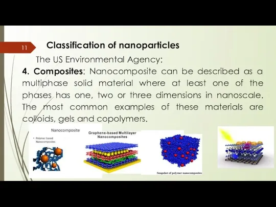 Classification of nanoparticles The US Environmental Agency: 4. Composites: Nanocomposite
