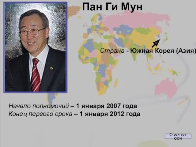 Начало полномочий – 1 января 2007 года Конец первого срока – 1 января