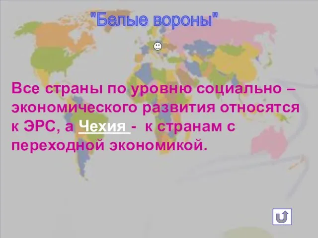 "Белые вороны" Все страны по уровню социально – экономического развития относятся к ЭРС,