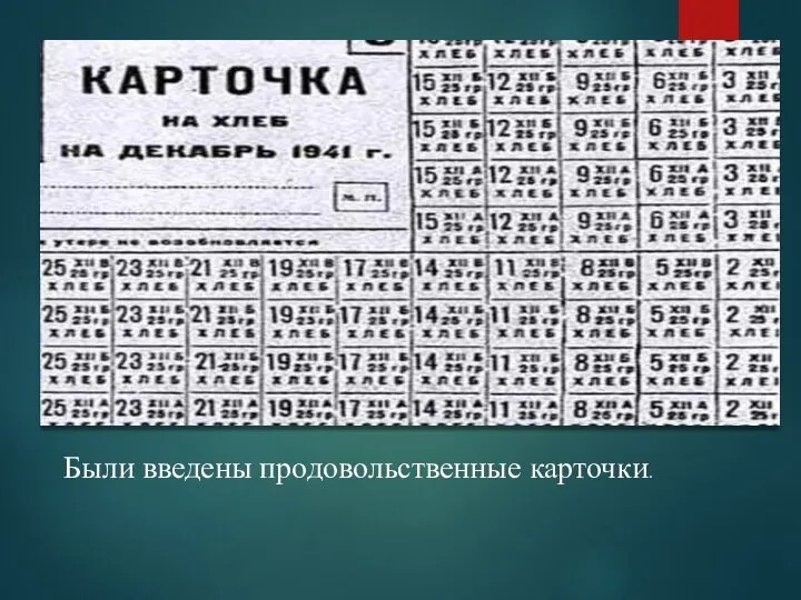 Были введены продовольственные карточки.