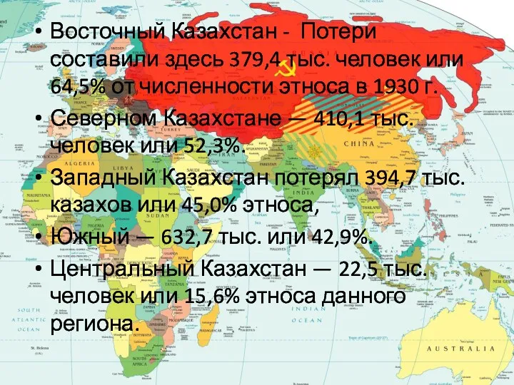 Восточный Казахстан - Потери составили здесь 379,4 тыс. человек или