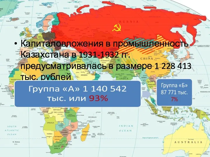 Капиталовложения в промышленность Казахстана в 1931-1932 гг. предусматривалась в размере 1 228 413 тыс. рублей