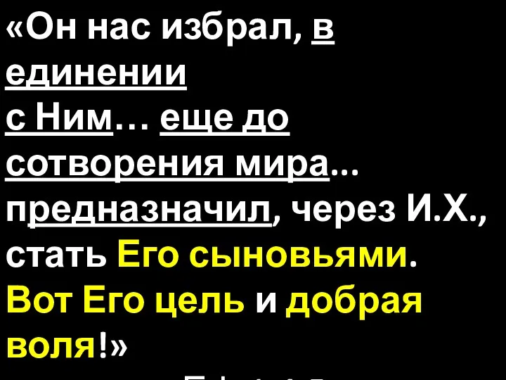 «Он нас избрал, в единении с Ним… еще до сотворения