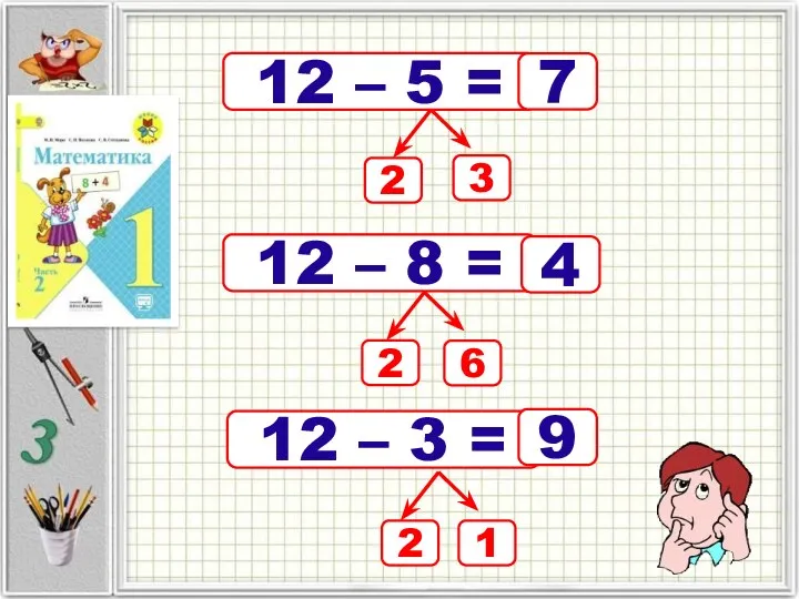 12 – 5 = 7 12 – 8 = 12