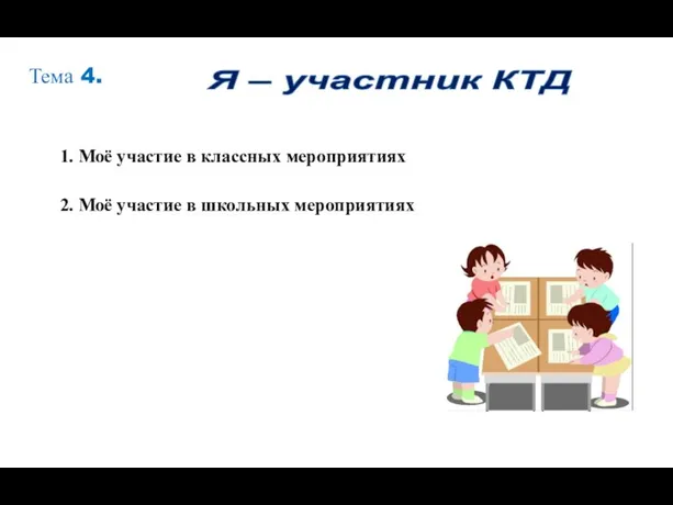 Я – участник КТД Тема 4. 1. Моё участие в