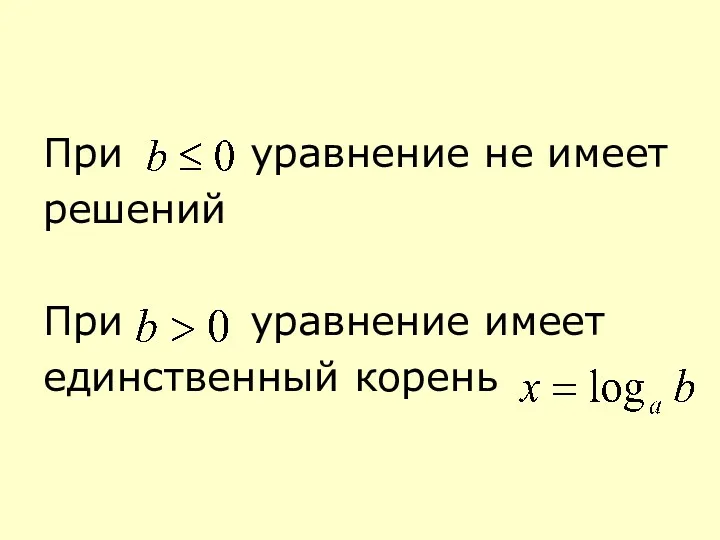 При уравнение не имеет решений При уравнение имеет единственный корень