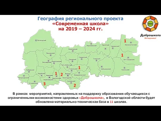 География регионального проекта «Современная школа» на 2019 – 2024 гг.