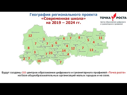 География регионального проекта «Современная школа» на 2019 – 2024 гг.