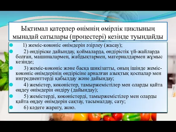 Ықтимал қатерлер өнімнің өмірлік циклының мынадай сатылары (процестері) кезінде туындайды