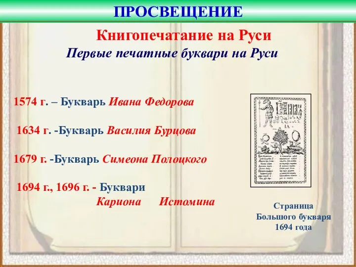 Первые печатные буквари на Руси 1574 г. – Букварь Ивана