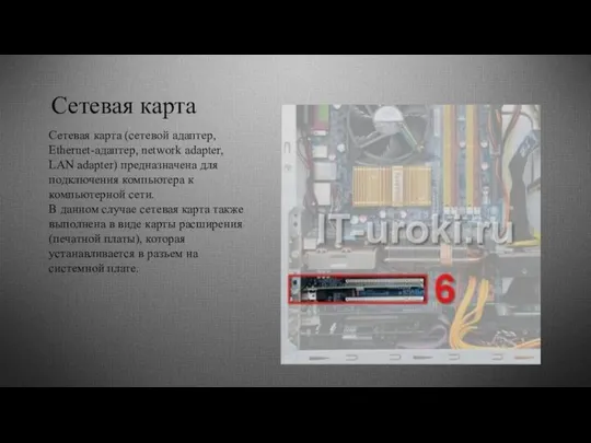 Сетевая карта Сетевая карта (сетевой адаптер, Ethernet-адаптер, network adapter, LAN