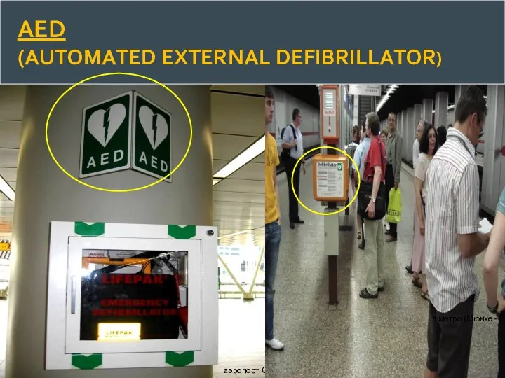 аэропорт Скипол (Амстердам) в метро (Мюнхен) AED (AUTOMATED EXTERNAL DEFIBRILLATOR)