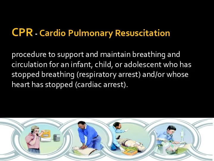 CPR - Cardio Pulmonary Resuscitation procedure to support and maintain