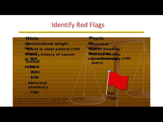 Identify Red Flags νHistory ν Unintentional weight loss ν Onset in older patient
