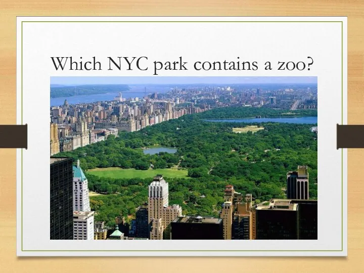 Which NYC park contains a zoo?