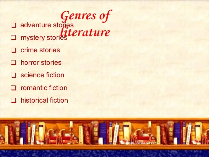 Genres of literature adventure stories mystery stories crime stories horror