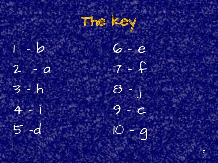 The key 1 - b 2 - a 3 -