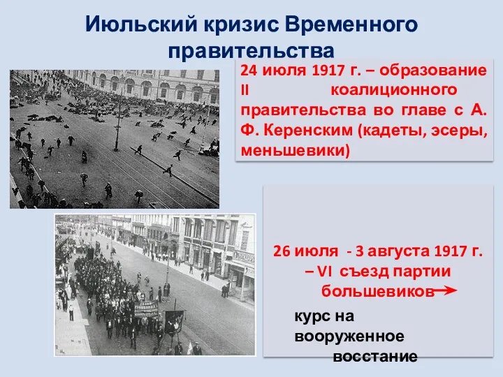 Июльский кризис Временного правительства 24 июля 1917 г. – образование II коалиционного правительства