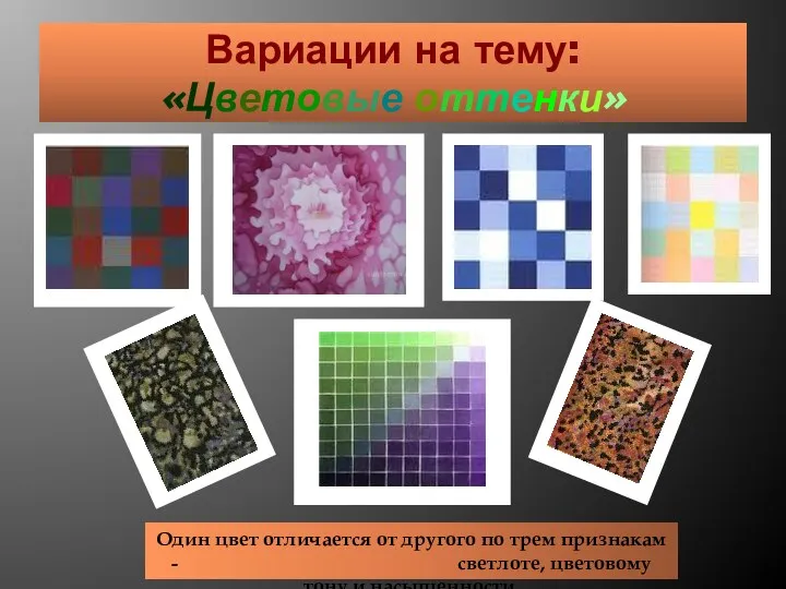 Вариации на тему: «Цветовые оттенки» Один цвет отличается от другого