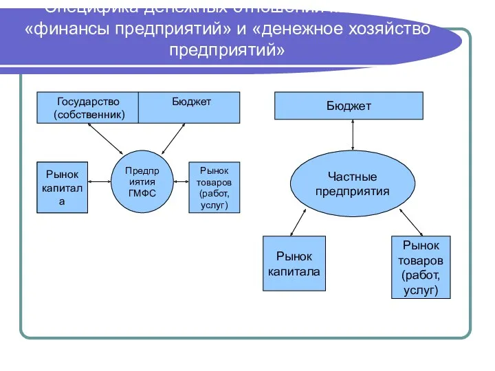 Специфика денежных отношений категорий «финансы предприятий» и «денежное хозяйство предприятий»