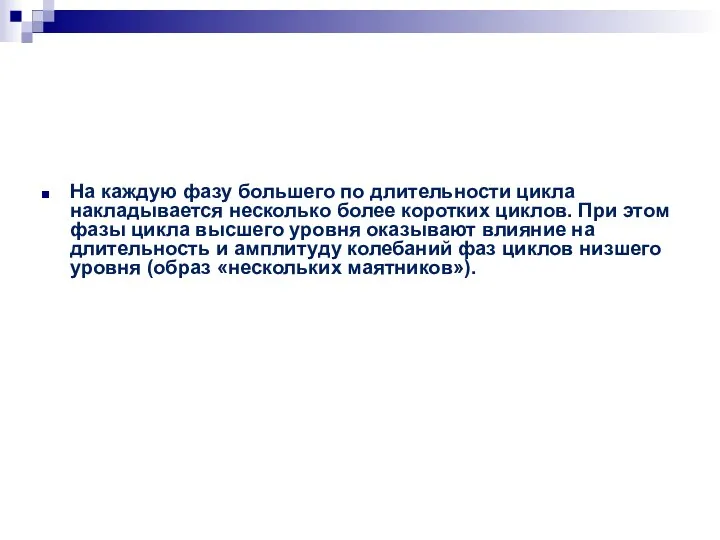 На каждую фазу большего по длительности цикла накладывается несколько более