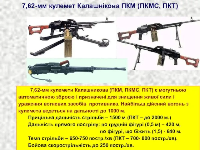 7,62-мм кулемет Калашнікова ПКМ (ПКМС, ПКТ) 7,62-мм кулемети Калашникова (ПКМ,