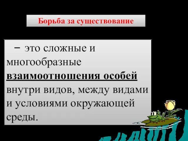 Борьба за существование – это сложные и многообразные взаимоотношения особей