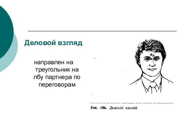 Деловой взгляд направлен на треугольник на лбу партнера по переговорам