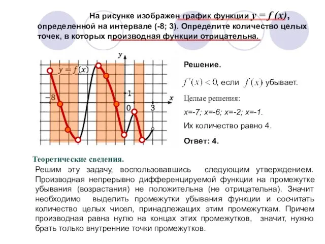 На рисунке изображен график функции y = f (x), определенной на интервале (-8;