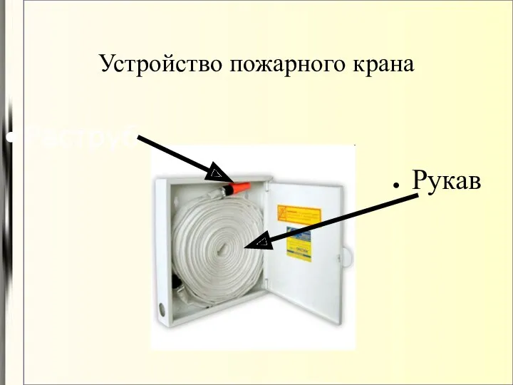 Устройство пожарного крана Рукав Раструб